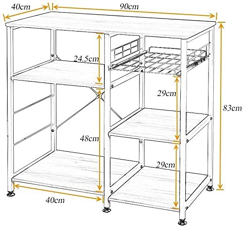 soges Kitchen Baker's Rack Utility Microwave Oven Stand Storage Cart Workstation Shelf with Basket Large Size,Millennium Oak,W5S-MP-SF - Image 3