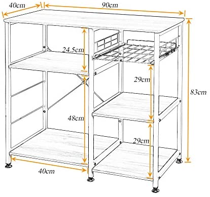 SogesHome Microwave Shelf Unit Kitchen Oven Storage Shelf Baker's Rack Storage Cart Workstation Shelf 90 x 40 x 83 cm,W5S-MO-SH - Image 6