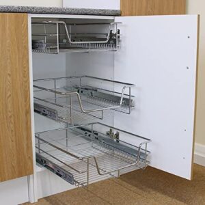 KuKoo 6 x Kitchen Pull Out Soft Close Baskets, 500mm Wide Cabinet, Slide Out Wire Storage Drawers