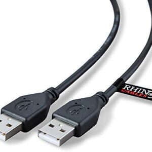 rhinocables USB 2.0 A Male to A Male Cable Lead for High-Speed Data Transfer and Connection — Ideal for Peripherals, External Hard Drives, Cameras, Docking Stations, Switches, Hubs, MP3, Modems, Printers, Web Cam, DVD & Blu-Ray, Speakers, WD My Cloud, Laptop Cooler — 1m / 100cm (Black)