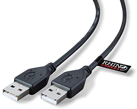 rhinocables USB 2.0 A Male to A Male Cable Lead for High-Speed Data Transfer and Connection — Ideal for Peripherals, External Hard Drives, Cameras, Docking Stations, Switches, Hubs, MP3, Modems, Printers, Web Cam, DVD & Blu-Ray, Speakers, WD My Cloud, Laptop Cooler — 1m / 100cm (Black)