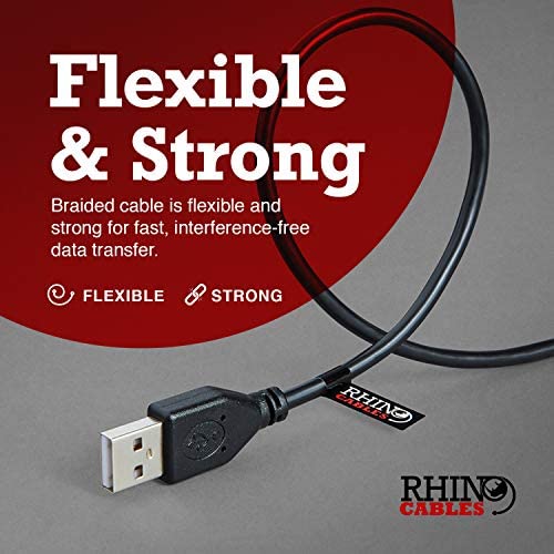 rhinocables USB 2.0 A Male to A Male Cable Lead for High-Speed Data Transfer and Connection — Ideal for Peripherals, External Hard Drives, Cameras, Docking Stations, Switches, Hubs, MP3, Modems, Printers, Web Cam, DVD & Blu-Ray, Speakers, WD My Cloud, Laptop Cooler — 1m / 100cm (Black) - Image 6