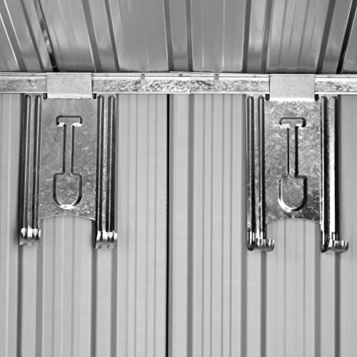 Deuba Garden Metal Tool Shed Size and Colour Choice Galvanised Green Anthracite Brown Roofed Outdoor Storage 7x4ft, Grey - Image 3