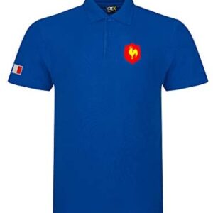 Super Lemon France French Child Childrens Rugby Exclusive Retro Vintage Boys Girls Unisex Blue Polo Shirt, Great for Any French France Rugby Fans for 6 Nations and World Cup