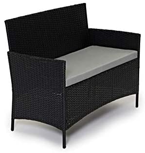 EVRE Rattan Garden Furniture Set Patio Conservatory Indoor Outdoor 4 piece set (Black) - Image 2