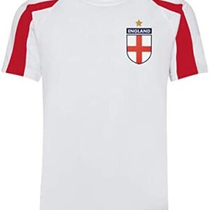 Personalised England Style Home Kit White Football Shirt UK for Boys and Girls Best Birthday Gift for Children and Unisex Kids Playwear for 3 to 13 Year Old Kids
