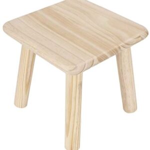 Wooden Stool, Multi Purpose Household Wooden Stool Cute Small Bench Child Seat DIY Furniture Stool For Living Room Bathroom Solid Pine Step Stool Wooden Kids Potty(Quadrat-Holzfarbe)