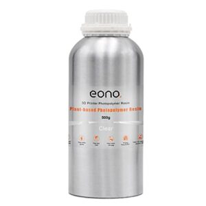 Amazon Brand - Eono 3D Printer Resin, Plant Based Rapid Resin, 405nm LCD UV Resin,High Precision Fast Curing Photopolymer Resin with Low Odor for DLP, LCD, SLA 3D Printer Transparent 500G