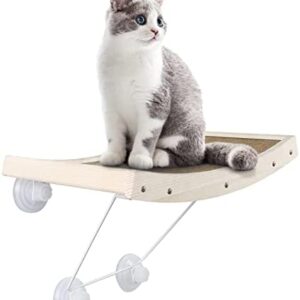 CATROMANCE Cat Hammock, Cat Window Bed Seat with Strong Suction Cups Sturdy Heavy Cat Window Perch for Indoor Cats, Holds up to 40lbs(18kg), Safety, Space Saving, Easy to Assemble(Camel)