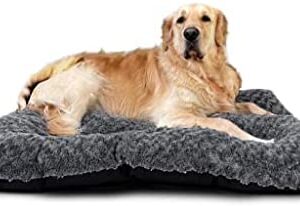 Large Dog Bed (102 x 70cm) Ultra Soft Pet Bed, Premium Plush Mattress Cushion For Medium Or Large Size Pets, Can Be Used For Dog Crate. Machine Wash & Dryer Friendly. (Charcoal)