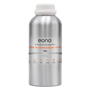Amazon Brand - Eono 3D Printer Resin, Plant Based Rapid Resin, 405nm LCD UV Resin,High Precision Fast Curing Photopolymer Resin with Low Odor for DLP, LCD, SLA 3D Printer Grey 500G