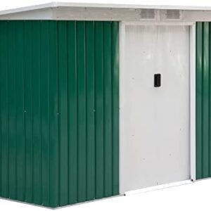 Outsunny 9ft x 4ft Corrugated Garden Metal Storage Shed Outdoor Equipment Tool Box with Kit Ventilation & Doors