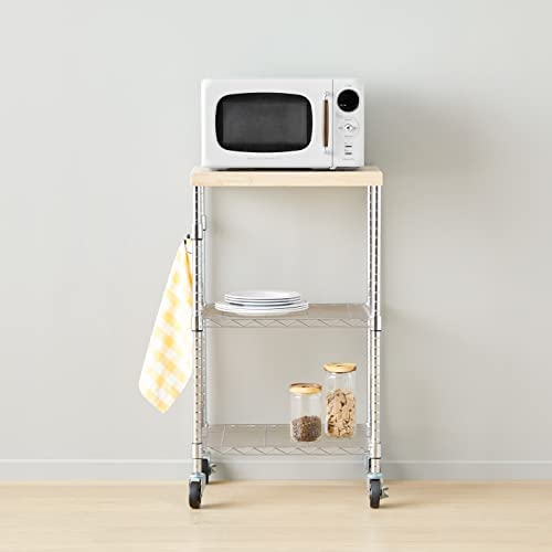 Amazon Basics Microwave Cart on Wheels, Wood/Chrome - Image 7