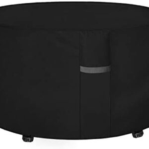 Dokon Garden Table Cover with Air Vents, Waterproof, Windproof, Anti-UV, Heavy Duty Rip Proof 600D Oxford Fabric Large Patio Set Cover, Garden Furniture Cover, Round (Ø230 x 100cm) - Black