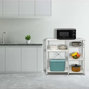 Amdohai 3-Tier Industrial Kitchen Baker's Rack Utility Microwave Oven Stand Storage Cart Workstation Shelf, White