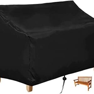 MONLIVVU 2/3 Seater Bench Cover, Water Resistant Oxford Fabric Garden Bench Cover, Rip Proof, Windproof Outdoor Patio Bench Seat Cover Black (2 Seats)