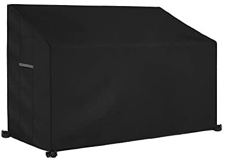 Dokon 2 Seat Garden Bench Cover with Air Vent, Waterproof, Windproof, Anti-UV, Heavy Duty Rip Proof 600D Oxford Fabric Outdoor Patio Bench Seat Cover (134 x 66 x 63 / 89cm) - Black