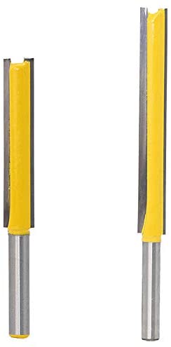 Gasea 2pcs 1/4 Shank Extra Long Straight Router Bit 2" 3" Long Cutting Trimming Cutter for Woodworking