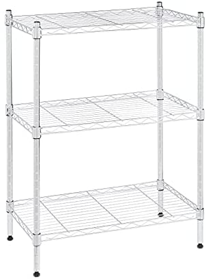 Amazon Basics 3-Shelf Shelving Unit on Wheels - Chrome - Image 2