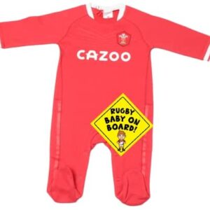 Wales Rugby Kit Baby Sleepsuit Romper | 2021/22 Kit Design - With Baby on Board Sign Sticker