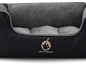 On Paws® 'Sleep Well Lounger' Dog Bed Black Gray, Size M (65 x 50 cm) Teflon Protected, Machine washable, Detachable Covers (5 Sizes & Choice of Colours available)