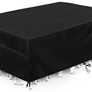 GARPROVM Garden Furniture Covers,Large Outdoor Table Cover 600D Heavy Duty Oxford Fabric Patio Furniture Covers Waterproof,Windproof,&Anti-UV for Chair and Table Rattan Sofa 280x204x106cm