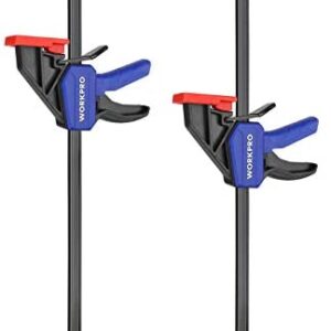 WORKPRO 12-Inch/300mm Ratchet Bar Clamp Set, 17-Inch/440mm Spreader, Quick Release and One-Handed Clamp, Ideal for Woodworking and DIY Projects, 2 Pack