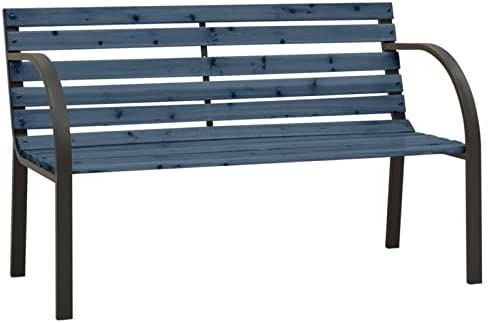 Susany Children Garden Bench with Metal Frame Home Outdoor Patio Terrace Backyard Furniture Wooden Bench Seating Seat Chairs 2 Seater Love Chair Armrest Chair Park Chair 81 cm Chinese Fir Wood Grey