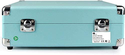 1 BY ONE Bluetooth Record Player Belt-Drive 3-Speed Portable Vinyl Turntable with Built in Speakers, Supports RCA Output, Headphone Jack, MP3, Mobile Phones Music Playback, Turquoise - Image 3