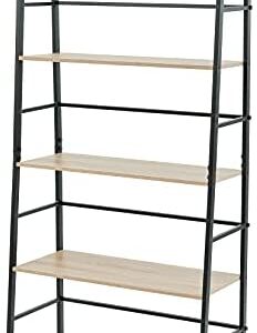 C-Hopetree 5 Tier Ladder Shelf, Corner Display Bookshelf Bookcase with Black Metal Frame