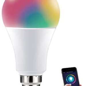 YAYZA! B22 Smart WiFi Bulb, 10W RGBW Colour Changing 3000K Warm White Dimmable Bayonet LED Bulb, Alexa Light with APP Remote Control with No Hub Required & Supports Alexa and Google Home (1 Pack)