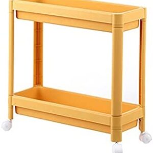 jinrun Kitchen Baker's Rack Storage Shelf Plastic ​ Storage Shelving Unit Movable Storage Racks Refrigerator Space Rack with Roller Kitchen Organizer Shelf Shelving (Color : Yellow, Size : Large)