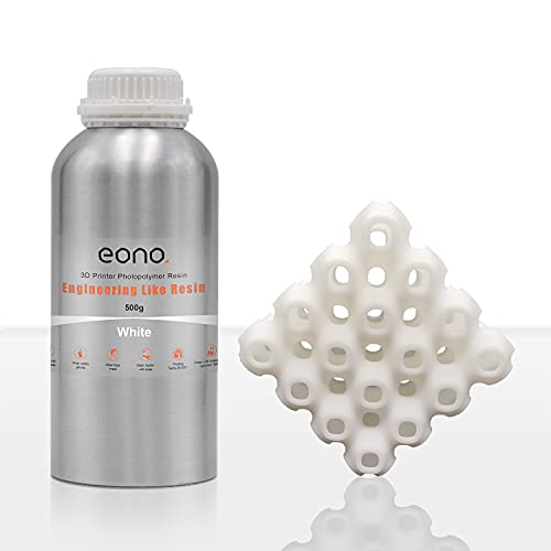 Amazon Brand - Eono 3D Printer Resin,LCD UV 405nm ABS Like Upgrade Engineering Like Resin, Rapid Photopolymer Resin for LCD, DLP, SLA 3D Printers 500G, White