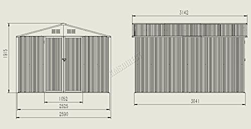 BIRCHTREE Garden Shed Metal Apex Roof Outdoor Storage With Free Foundation (GREEN, 10X8FT) - Image 5