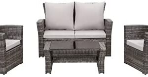 Esterno Living Shadow Grey Rattan Garden Furniture Sofa Set Sofa 4 Seater Wicker Patio Weave Conservatory Luxury Sun Room