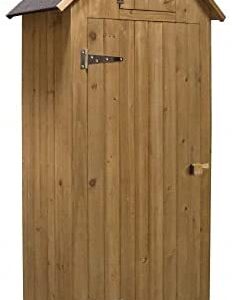 AIRWAVE Outdoor Bideford Garden Wooden Storage Cabinet/Tool Shed H179 x W77 X D54cm (Natural)