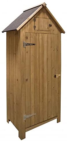 AIRWAVE Outdoor Bideford Garden Wooden Storage Cabinet/Tool Shed H179 x W77 X D54cm (Natural)