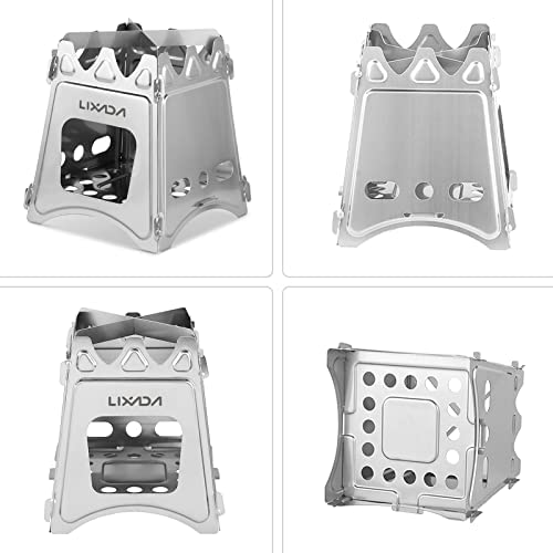 Lixada Camping Wood Stove Portable Wood Burning Stove Lightweight Alcohol Stove for Outdoor Cooking Backpacking Hiking Traveling (Titanium/Stainless Steel) - Image 2