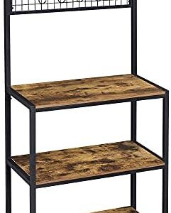 Yaheetech Kitchen Baker's Rack, Industrial Microwave Oven Stand, Kitchen Unit Spices Utensils Shelf with 10 S-Hooks, 3-Tier Storage Shelves & Metal Frame, 80x38x170cm