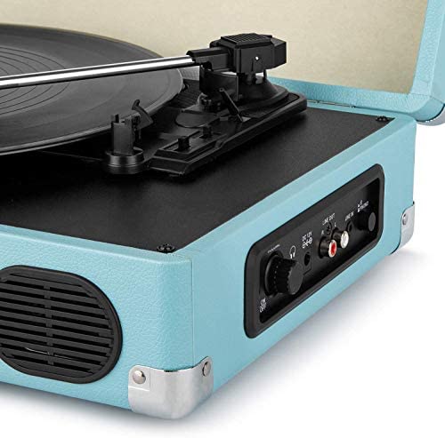 1 BY ONE Bluetooth Record Player Belt-Drive 3-Speed Portable Vinyl Turntable with Built in Speakers, Supports RCA Output, Headphone Jack, MP3, Mobile Phones Music Playback, Turquoise - Image 5