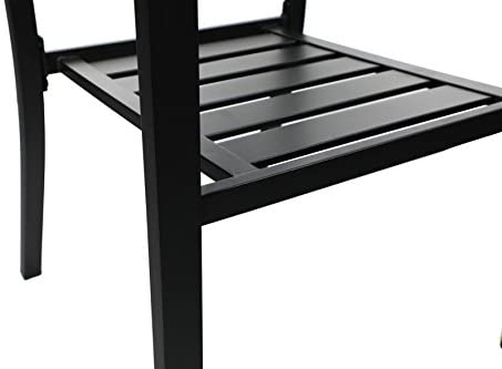 PHIVILLA Metal Garden Chairs Outdoor Patio Stackable Chairs for Dining Set 2 Pack Black (Black4) - Image 3