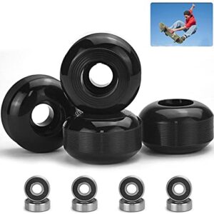 UCNOGIM 4 Pcs Skateboard Wheels, 52mm Skateboard Wheels 95A PU Skating Wheel Street Skateboard Wheel with ABEC 9 Bearings Cruiser Longboard Wheels for Tricks Park Street Skating, Black