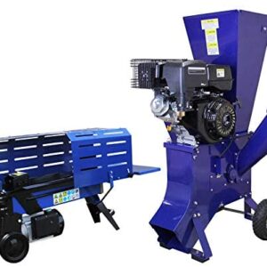 Log Splitter 5T Electric & 15HP Wood Chipper Petrol Timber Cutter Hydraulic 3L 2000W Motor Axe 2 Blades Duoblade Garden Shredding Mulcher 4-Stroke 420cc| 370mm Max Log Length