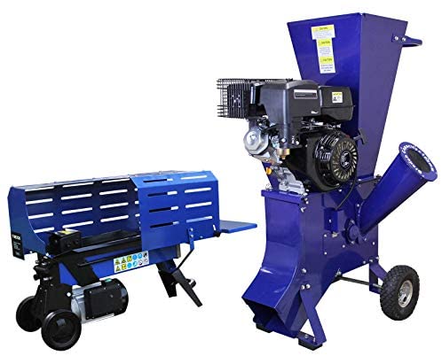 Log Splitter 5T Electric & 15HP Wood Chipper Petrol Timber Cutter Hydraulic 3L 2000W Motor Axe 2 Blades Duoblade Garden Shredding Mulcher 4-Stroke 420cc| 370mm Max Log Length