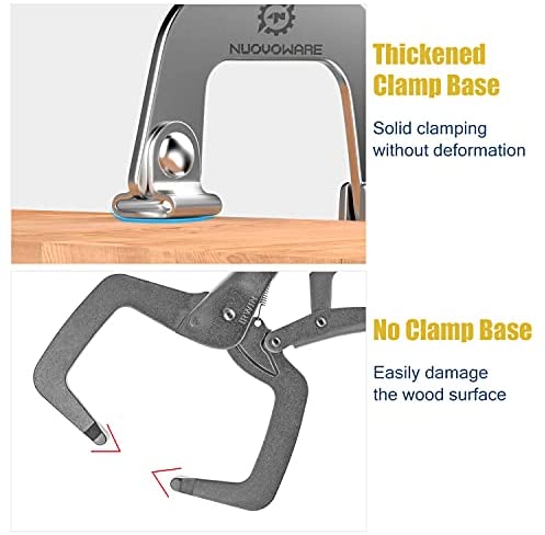 Nuovoware Premium Face Clamp, Locking C Clamp 3 Pack 17.5cm with Swivel Pads, Metal Pocket Hole Clamp Locking Plier Table & Tool Vise Grip for DIY Woodworking, Welding, Cabinetry, Pocket Hole Joinery - Image 5