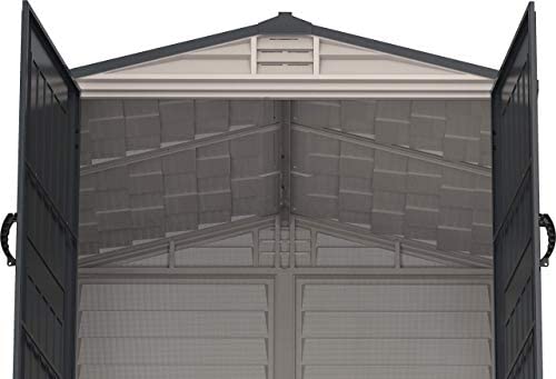 Duramax StoreMate 6' x 6' PLUS Plastic Garden Shed with Plastic Floor & Fixed Window - Anthracite & Adobe - 15 Years Warranty - Image 6
