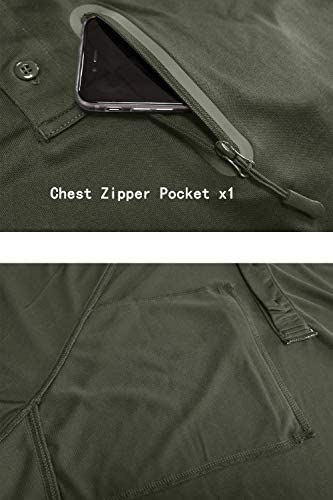 KEFITEVD Long Sleeve Polo Shirts for Men Casual Gofl Work Tops Button Down Army Fishing T-Shirt with Zip Pocket - Image 4
