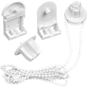 Plastic Roller Blind Repair Kit 25mm Curtain Roller Blind Accessories Roller Blind Fittings Replacement Repair Kit Roller Blind Brackets with Beaded Chain Spare Kit for Curtain Rods, White