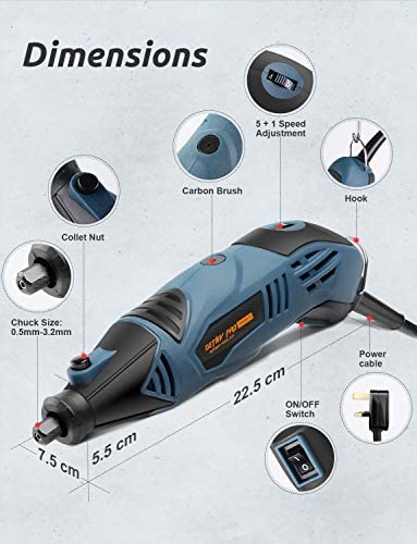 Rotary Tool Detlev Pro 170W Rotary Multi Tool Kit with Flex Shaft and 153 Accessories, Variable Speed 35000rpm Max, Combitool for DIY Craft Projects - Image 3