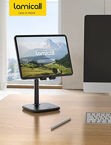 Lamicall Tablet Stand, Adjustable Tablet Holder - Height Angle Adjustable Cradle Mount Dock Desk, for iPad Pro 12.9, 10.5, 9.7, iPad Air mini 6 5 4 3 2, Switch, Samsung Tab, 4"-13" Devices - Black - Image 7